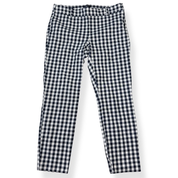 J.Crew Navy Plaid Winnie Ankle Pants Flat Front Side Zip Closure Women's Size 2 - Picture 1 of 5
